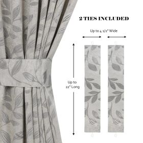 Blackout Window Curtains Leaves Pattern Room Darkening Set of 2 (Color: Ivory, size: 46" x 63")