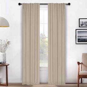 Solid Room Darkening Blackout Curtain Panels, Back Tabs, Set of 2 (Color: Ivory, size: 26" X 84")