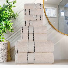 Egyptian Giza Cotton Plush Soft Towel Set 8 Piece (Color: Ivory)
