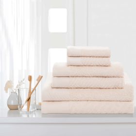 Egyptian Cotton Basketweave Towel Set 6 Piece (Color: Ivory)
