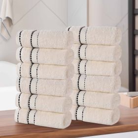Egyptian Giza Cotton Plush Soft Towel Set 12 Piece (Color: Ivory)