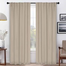 Blackout Window Curtains Solid Room Darkening Back Tab Set of 2 (Color: Ivory, size: 52" x 108")