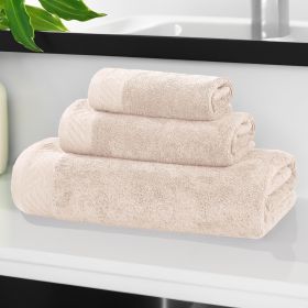 Egyptian Cotton Basketweave Solid Towel Set 3 Piece (Color: Ivory)