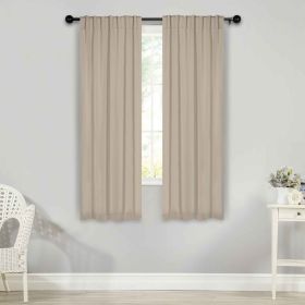 Solid Room Darkening Blackout Curtain Panels, Back Tabs, Set of 2 (Color: Ivory, size: 26" X 63")