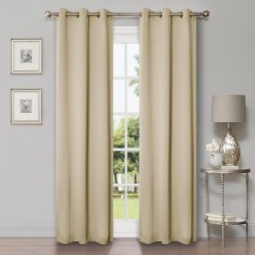 Solid Machine Washable Room Darkening Blackout Curtains, Set of 2 (Color: Ivory, size: 26" X 84")