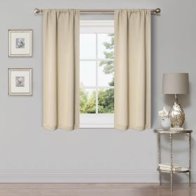 Solid Machine Washable Room Darkening Blackout Curtains, Set of 2 (Color: Ivory, size: 26" X 63")