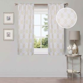 Ribbon Trellis Washable Room Darkening Blackout Curtains, Set of 2 (Color: Ivory, size: 42" X 63")