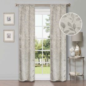 Leaves Room Darkening Washable Blackout Curtain Panels, Set of 2 (Color: Ivory, size: 36" x 72")