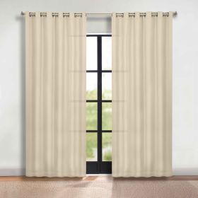 Blackout Window Curtains Classic Modern Room Darkening Set of 2 (Color: Ivory, size: 70" x 120")