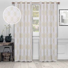 Ribbon Trellis Washable Room Darkening Blackout Curtains, Set of 2 (Color: Ivory, size: 52" X 84")