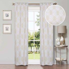 Ribbon Trellis Washable Room Darkening Blackout Curtains, Set of 2 (Color: Ivory, size: 26" X 84")