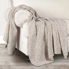 Vineyard Cotton Blend Medium Weight Matelasse Floral Scroll Coverlet (Color: Beige, size: Throw)