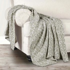 Vineyard Cotton Blend Medium Weight Matelasse Floral Scroll Coverlet (Color: Olive Green, size: Throw)