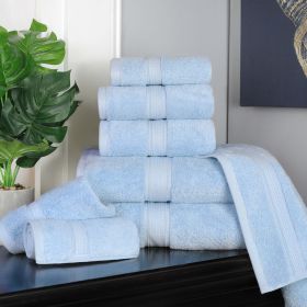 Egyptian Cotton 8-piece towel set – Plush & Heavyweight (Color: Light Blue)