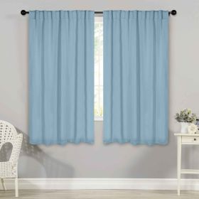 Blackout Window Curtains Solid Room Darkening Back Tab Set of 2 (Color: Light Blue, size: 52" x 63")