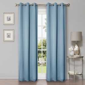 Solid Machine Washable Room Darkening Blackout Curtains, Set of 2 (Color: Light Blue, size: 26" X 84")