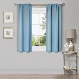 Solid Machine Washable Room Darkening Blackout Curtains, Set of 2 (Color: Light Blue, size: 52" x 63")