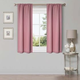 Solid Room Darkening Rod Pocket Blackout Curtain Panels, Set of 2 (Color: Mauve Chalk, size: 26" X 63")