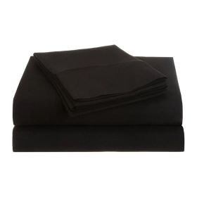 1500 Series Microfiber Deep Pocket Solid Bed Sheet Set (Color: Black, size: Queen)