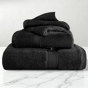 Egyptian Cotton Madison Plush Towel Set 3 Piece (Color: Black)