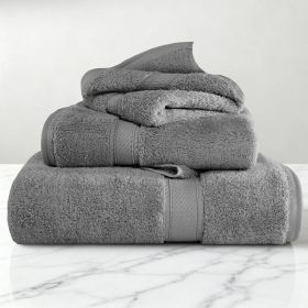 Egyptian Cotton Madison Plush Towel Set 3 Piece (Color: Charcoal)