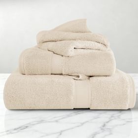 Egyptian Cotton Madison Plush Towel Set 3 Piece (Color: Cream)