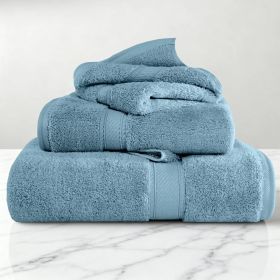 Egyptian Cotton Madison Plush Towel Set 3 Piece (Color: Denim Blue)
