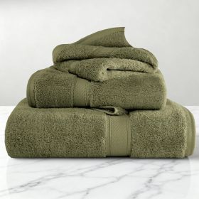 Egyptian Cotton Madison Plush Towel Set 3 Piece (Color: Forest Green)