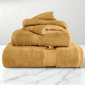 Egyptian Cotton Madison Plush Towel Set 3 Piece (Color: Gold)