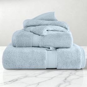 Egyptian Cotton Madison Plush Towel Set 3 Piece (Color: Light Blue)