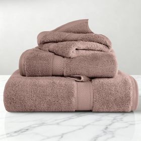 Egyptian Cotton Madison Plush Towel Set 3 Piece (Color: Muted Mauve)