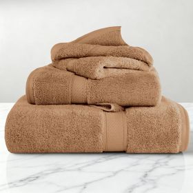 Egyptian Cotton Madison Plush Towel Set 3 Piece (Color: Rust)