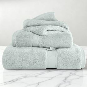 Egyptian Cotton Madison Plush Towel Set 3 Piece (Color: Seafoam)