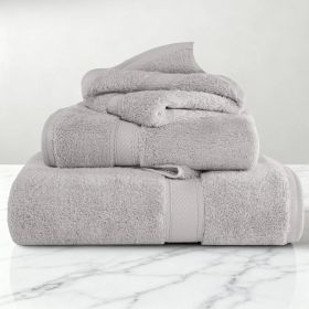 Egyptian Cotton Madison Plush Towel Set 3 Piece (Color: Silver)
