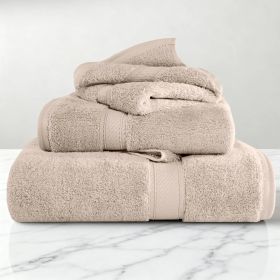 Egyptian Cotton Madison Plush Towel Set 3 Piece (Color: Stone)