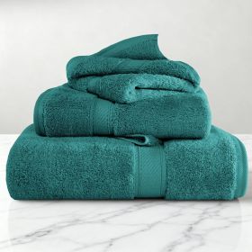 Egyptian Cotton Madison Plush Towel Set 3 Piece (Color: Teal)