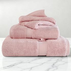 Egyptian Cotton Madison Plush Towel Set 3 Piece (Color: Tea Rose)