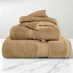 Egyptian Cotton Madison Plush Towel Set 3 Piece (Color: Toast)