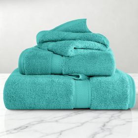 Egyptian Cotton Madison Plush Towel Set 3 Piece (Color: Turquoise)