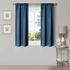 Solid Room Darkening Rod Pocket Blackout Curtain Panels, Set of 2 (Color: Marine Blue, size: 26" X 63")