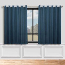 Classic Modern Solid Room Darkening Blackout Curtain Panels, Set of 2 (Color: Marine Blue, size: 52" x 63")