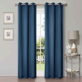 Classic Modern Solid Room Darkening Blackout Curtain Panels, Set of 2 (Color: Marine Blue, size: 42" X 96")