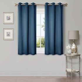 Classic Modern Solid Room Darkening Blackout Curtain Panels, Set of 2 (Color: Marine Blue, size: 42" X 63")