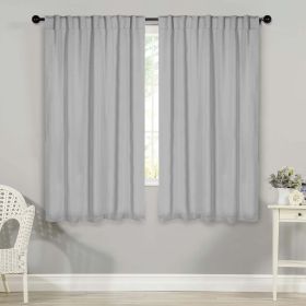 Blackout Window Curtains Solid Room Darkening Back Tab Set of 2 (Color: Marshmallow, size: 52" x 63")