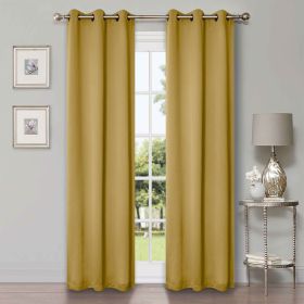 Classic Modern Solid Room Darkening Blackout Curtain Panels, Set of 2 (Color: Mustard Yellow, size: 42" X 108")
