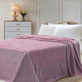 Fleece Plush Medium Weight Fluffy Soft Decorative Polka Dot Blanket (Color: Mauve, size: Throw)