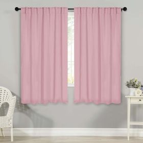 Blackout Window Curtains Solid Room Darkening Back Tab Set of 2 (Color: Mauve Chalk, size: 52" x 63")
