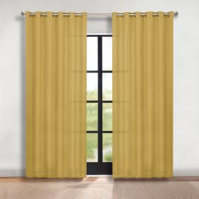 Classic Modern Solid Room Darkening Blackout Curtain Panels, Set of 2 (Color: Mustard Yellow, size: 52" X 120")