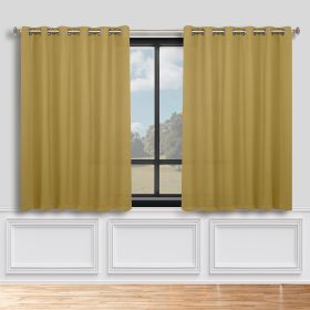 Classic Modern Solid Room Darkening Blackout Curtain Panels, Set of 2 (Color: Mustard Yellow, size: 52" x 63")