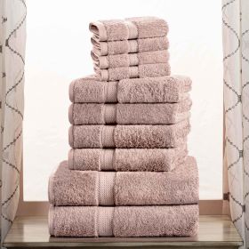 10-Piece Egyptian Cotton Plush Towel Set - Madison (Color: Muted Mauve)